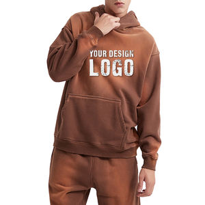 Sweat-shirt ample pour homme, style vintage, délavé, dégradé de couleurs, logo personnalisé, épaules tombantes, lourd, surdimensionné - Product Image 2