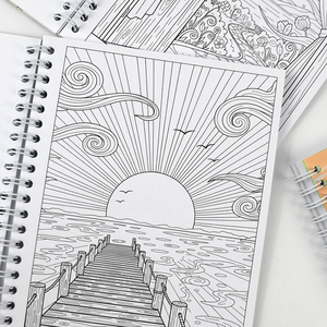Livre de <span class=keywords><strong>coloriage</strong></span> pour adultes et enfants avec logo personnalisé, reliure spirale, papier artistique, couverture souple, plastification, impression offset - Product Image 3