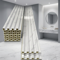 Panneaux de grille en WPC bambou rainuré 3D co-extrudés, sans formaldéhyde, insonorisants, pour la décoration murale de fond de télévision de villa