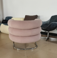 Fauteuil d'appoint en velours et cuir véritable, design nordique classique de luxe moderne, pour hôtel et villa