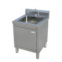 Évier de cuisine professionnel en acier inoxydable avec armoire de rangement, évier simple ou double, évier de restaurant avec plan de travail