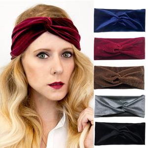 9cm Width <strong>Ladies</strong> Cross Velvet Elastic Hairband High Quality Adult <strong>Headband</strong> Women Elastic Velvet Hair Band - Product Image 3