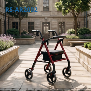 Andador con Ruedas <span class=keywords><strong>de</strong></span> Aluminio Relaxsmith AR2001-r, Certificado CE, Freno <span class=keywords><strong>de</strong></span> Disco, Asiento Plegable Estable, para Personas Mayores con Movilidad Limitada, Fácil Almacenamiento - Product Image 1