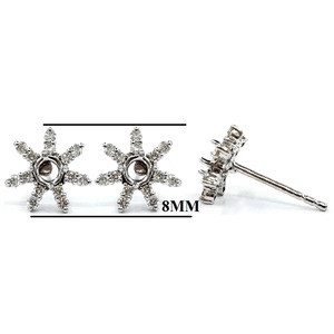 ต่างหูเพชรแบบกึ่งเมานต์สำหรับผู้หญิง14K สีขาวทองแท้ตัดสดใส - Product Image 2