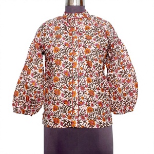 Blusa de Algodón de Manga Corta con Estampado Floral Dulce y Casual para Mujer, con Cierre de Botones, Top Ecológico de Verano - Product Image 1