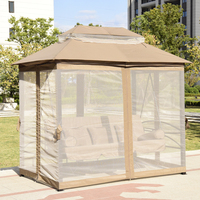Balançoire de jardin extérieure de luxe avec moustiquaire à double toit, design moderne, balançoire suspendue sur cadre en métal, mobilier d'extérieur