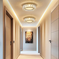 Plafonnier LED moderne en cristal, rond, encastré, en acier inoxydable, luminaire pour salon