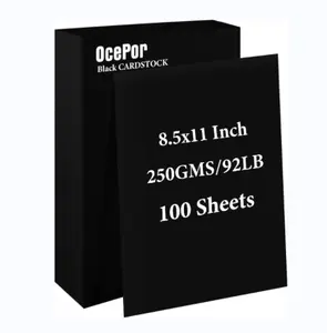 Özel koleksiyon defteri kağıdı 100 yaprak 250gsm siyah yazdırılabilir Cardstock 8.5x11 ağır kartvizit kağıdı yazıcı için