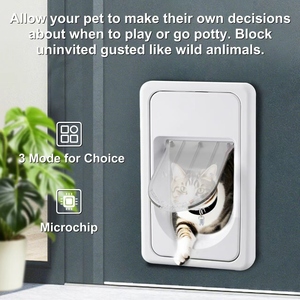 छोटे/मध्यम पालतू जानवरों के लिए स्मार्ट इलेक्ट्रॉनिक पालतू दरवाजा 35 एलबीएस छोटे आकार के स्वचालित बिल्ली और कुत्ते के दरवाजे 3 मोड उन्नत सुरक्षा पालतू देखभाल - Product Image 2