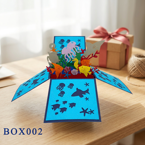 Caja Pop-up Bajo el Mar, Manualidades de Papel Hechas a Mano, Animales de Dibujos Animados, Arte en Cartulina 3D, Decoración Navideña para el Hogar - Product Image 2