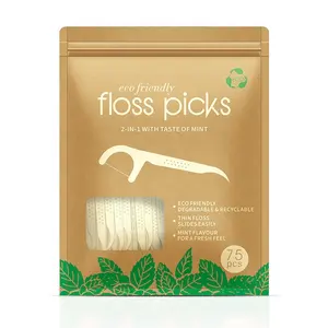 Scelte di alta qualità stuzzicadenti dente personalizzato Mint Flosser biodegradabile filo interdentale Pick
