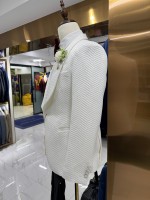 Costume de smoking de luxe 3 pièces pour homme en laine, coupe ajustée, style américain, pour affaires et mariage (veste, pantalon, gilet)