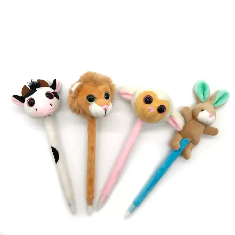 Plush toy pencil Wholesale customized student prize doll plush pen animal shaped pencil sets