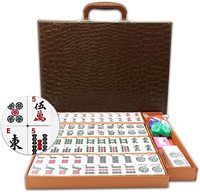 Jeu de Mahjong portable en mélamine, qualité casino professionnelle, boîte en cuir blanc de luxe, modèle LllM LIMITED 24-1107-09