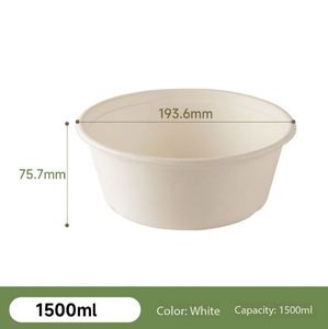 <b>Disposable</b> Biodegradable Takeaway 1500Ml <b>Bowl</b> Sugarcane Bagasse Sturdy Container for <b>Rice</b> Soup Delivery - Product Image 2