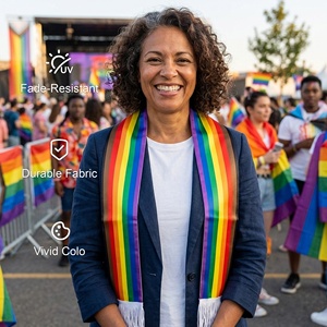 Écharpe LGBTQ en gros, 17x135cm, logo personnalisé, <span class=keywords><strong>noir</strong></span>, marron, arc-en-ciel, pour événements, production rapide, fabricant direct - Product Image 3