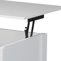 Table basse en bois moderne blanche relevable Compartiment caché Fonction extensible Conception pliable entièrement assemblée pour le salon