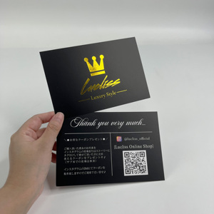 การ์ดขอบคุณสีดำปั๊มฟอยล์ทองแบบกำหนดเอง - การ์ดขอบคุณธุรกิจสุดหรูพร้อมคิวอาร์โค้ด - Product Image 1