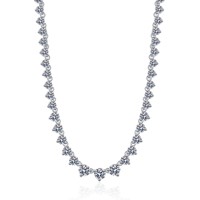 Collier tennis cœur en argent sterling 925 plaqué platine avec moissanite, pierres pavées, fermoir réglable, luxe romantique