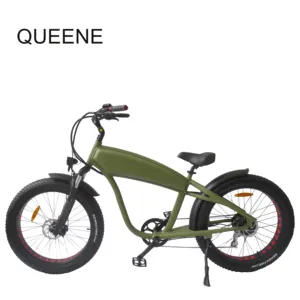 QUEENE/チョッパー電動ファット自転車ヴィンテージ電動自転車レトロEバイク