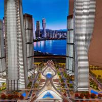Modelo Impreso en 3D a Escala 1:100 de un Edificio de Oficinas Comercial Diseñado por Arquitecto, Materiales Personalizables, Efectos de Iluminación LED