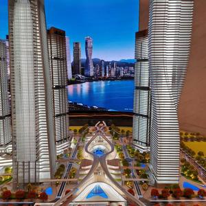 Modèle imprimé en 3D à l'échelle 1:100 d'un immeuble <span class=keywords><strong>de</strong></span> bureaux commercial conçu par un architecte, matériaux personnalisables, effets d'éclairage LED - Product Image 4