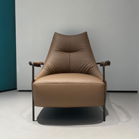 Fauteuil lounge moderne de luxe à dossier haut, mousse haute résilience, structure en acier carbone bronze, fauteuil d'appoint rembourré pour salon