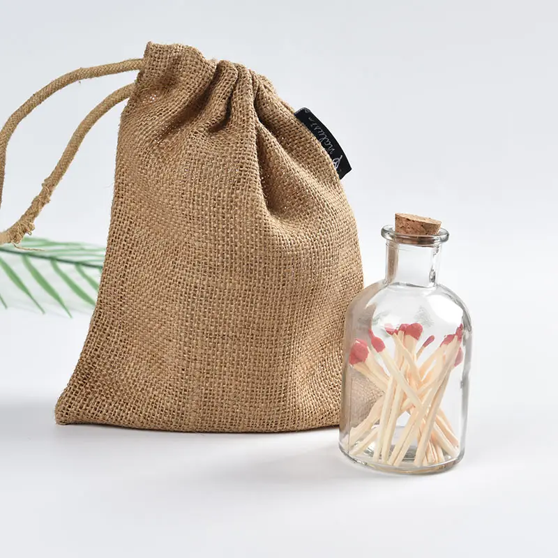Сумка из натурального джута для ароматизированной свечи и Подарочная льняная упаковочная сумка на шнурке с индивидуальным принтом логотипа