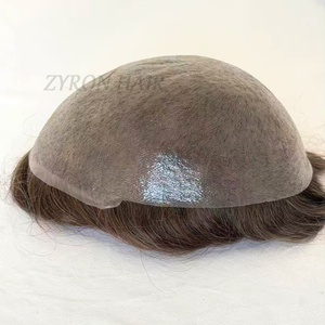Prothèse capillaire pour homme en cheveux humains 100% naturels, ultra-fine, avec base en PU et ligne de cheveux naturelle, 0,02 mm, super invisible - Product Image 1