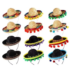 HLC Hot Sombrero Party Hats Mexican Cinco De Mayo Party Mini Hat Headband Fiesta Carnival Halloween Panama Headbands <strong>Headdress</strong> - Product Image 5