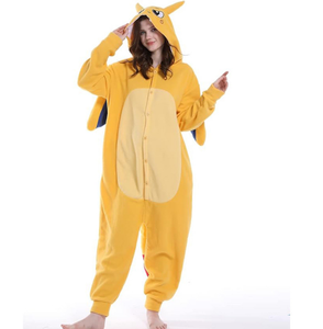 <span class=keywords><strong>Pigiama</strong></span> Intero da Donna di Alta Qualità a Forma di Dinosauro Giallo Invernale Carino Animale Tinta Unita in Maglia Flanella Maniche Lunghe Vita Alta Morbido - Product Image 4