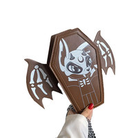 Sac bandoulière fantôme effrayant pour Halloween, style cercueil, avec chaîne, motif ailes de chauve-souris et épices cool