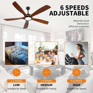 OEM Bois Massif LED Ventilateur de Plafond Télécommande Dimmable Réversible BLDC Moteur Moderne pour Salon Installation Électrique pour - Product Image 3