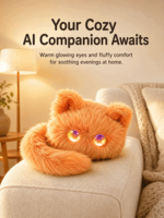 Robot en peluche AI Compagnon émotionnel, chat moelleux aux yeux lumineux colorés, avec fonction de chat vocal, jouet pour enfants pour l'heure du coucher, vente en gros