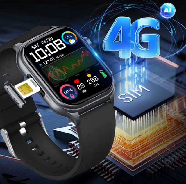 ERON 4G SIM Card GE500 Smart Watch ECG EDA Skin Conductance Stress Mood Monitor Fitness Tracker Heart Rate AMOLED Smartwatch