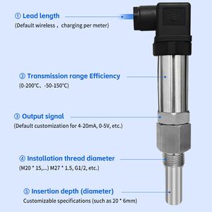 Bán buôn 24V DC công nghiệp cảm biến nhiệt độ đầu dò RTD PT100 <span class=keywords><strong>Transmitter</strong></span> 4-20mA cho các ứng dụng nước OEM tùy chỉnh - Product Image 4