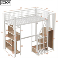 Lit mezzanine inclinable moderne - Cadre en métal et bois, taille double/grand lit, rembourrage personnalisé, design gain de place pour chambre, hôtel, appartement