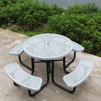 Table de pique-nique ronde en métal commerciale d'extérieur mobilier de jardin table à manger en acier table basse de patio extérieur avec trou pour parapluie