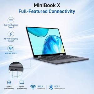 Portátil 2 en 1 Ultra Portátil de Aluminio para MiniBook X Windows 11, 920g Ligero, Pantalla 2K de 10.51 Pulgadas, Intel U300, 16GB, 512GB SSD - Product Image 5