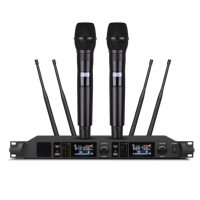 Système de microphone sans fil AN-K63 True Diversity avec deux micros portatifs pour performances scéniques professionnelles, spectacles en direct et karaoké