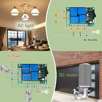 Relais à contact sec 433 MHz AC 110V 220V Télécommande Module de relais 4 canaux Récepteur 4B Émetteur pour porte de garage Moteur de portail Lumière
