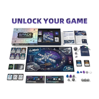 Jeu de société de table personnalisable sur le thème de la mission de sauvetage spatial avec cartes d'astronautes et tapis de station spatiale - Certifié EN71
