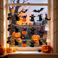 10 bannières en bois noires pour Halloween, motifs de citrouilles et de sorcières. Pour les fêtes, la récolte, les mariages. Suspendez n'importe où.