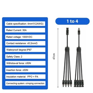 Conectores Solares 10AWG en Forma de Y, 1 Macho a 4 Hembras, Cable Precableado M/<span class=keywords><strong>FFF</strong></span> y <span class=keywords><strong>F</strong></span>/MMM IP67, Cables de Extensión para Paneles Solares - Product Image 6