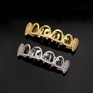 กริลล์ซสำหรับฟัน กริลล์ซฮิปฮอป ลายดาวสีทองและสีเงิน ประดับเพชรซิร์โคเนียขนาดเล็ก ของขวัญเครื่องประดับสำหรับทุกเพศ - Product Image 1