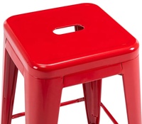 Tabouret de bar vintage rouge de style industriel sans dossier en métal pour bar bistro
