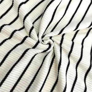 Saugfähig weich 210gsm 94% Baumwolle 6% Elasthan weiß schwarz Streifen Stretch Strick T-Shirts 4*3 Rippens toff