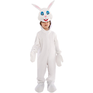 Costume de lapin de Pâques pour enfants, Costume de spectacle blanc, corps entier avec capuche et gants, pour jeu de rôle en soirée d'Halloween - Product Image 1