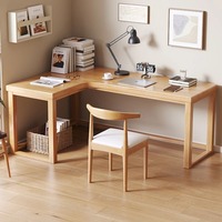 Bureau d'angle moderne et confortable en bois de caoutchouc massif SONA HOME avec des fonctionnalités multifonctionnelles pour le bureau à domicile