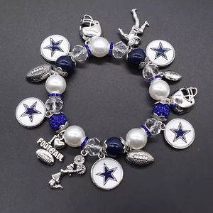 Pulsera de Cuentas Personalizada de los <span class=keywords><strong>Dallas</strong></span> <span class=keywords><strong>Cowboys</strong></span>, Accesorios Deportivos de Fútbol Americano, para Fanáticos de la Liga - Product Image 1